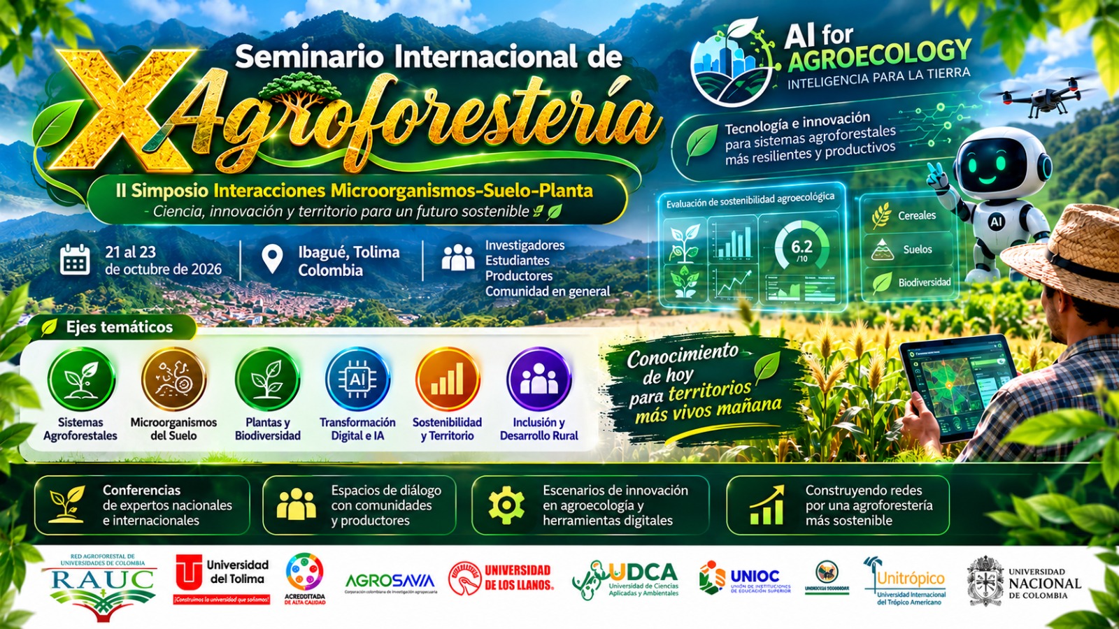 Banner del Seminario Internacional de Agroforestería: ciencia, innovación y territorio para un futuro sostenible